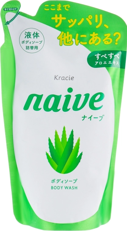 Жидкое мыло для тела с экстрактом алоэ - Kracie Naive Body Wash, сменный блок, 380 мл - фото N1