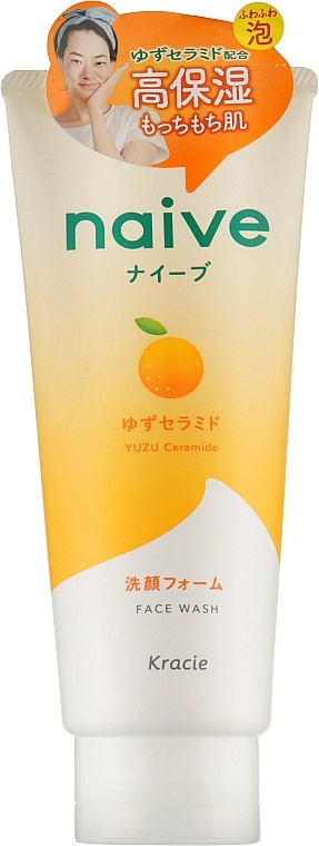 Пенка для умывания увлажняющая с керамидами юдзу - Kracie Naive Yuzu Ceramide Face Wash, 130 мл - фото N1