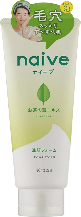 Очищаюча пінка для обличчя з екстрактом зеленого чаю - Kracie Naive Facial Cleansing Foam Green Tea, 130 г - фото N1