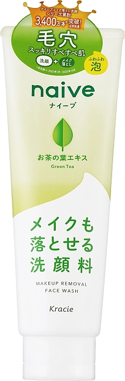 Очищающая пенка для лица с экстрактом зеленого чая - Kracie Naive Facial Cleansing Foam Green Tea, 200 г - фото N1