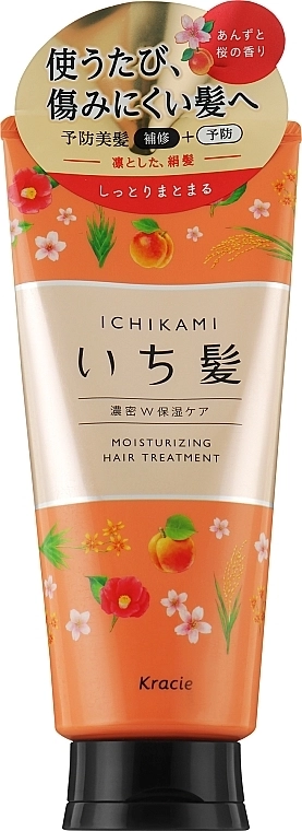 Зволожуюча маска для пошкодженого волосся з абрикосовою олією - Kracie Ichikami Moisturizing Hair Treatment, 180 мл - фото N1