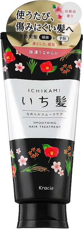 Разглаживающая маска для поврежденных волос с ароматом горной сакуры - Kracie Ichikami Smoothing Hair Treatment, 180 г - фото N1