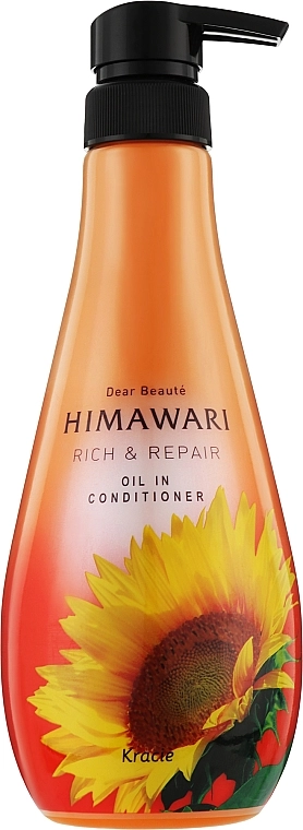 Живильний кондиціонер з рослинним комплексом для пошкодженого волосся - Kracie Dear Beaute Himawari Rich & Repair Oil in Conditioner, 500 мл - фото N1