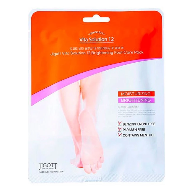 Увлажняющая маска-носочки для ног - Jigott Vita Solution 12 Brightening Foot Care Pack, 1 пара, 2 шт - фото N1