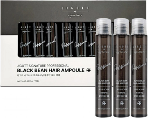 Ампула для волосся з екстрактом чорних соєвих бобів - Jigott Signature Professional Black Bean Hair Ampoule, 13 мл, 1 шт - фото N1