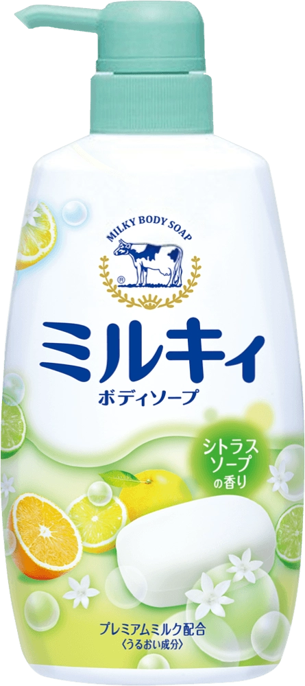 Жидкое молочное мыло для тела c ароматом цитрусовых - COW Milky Body Soap Fresh Yuzu, 550 мл - фото N1