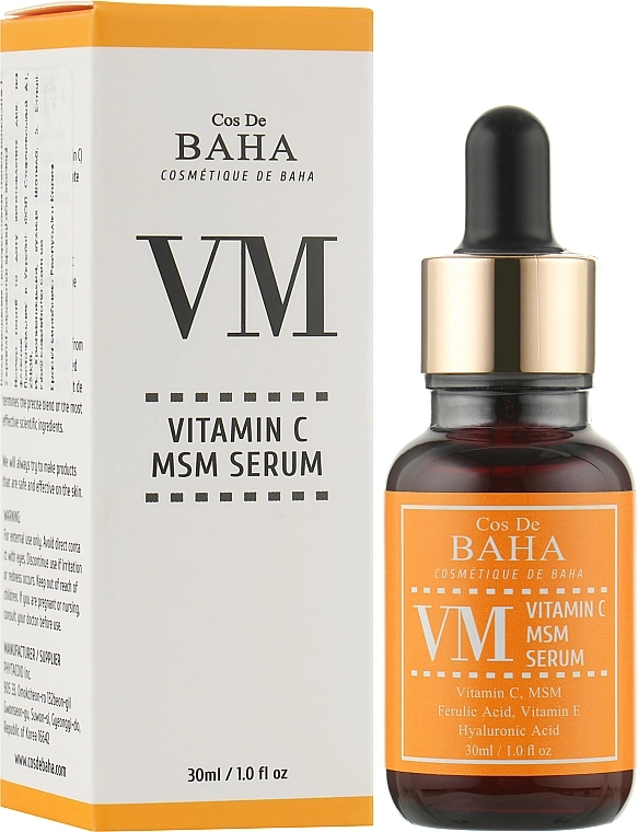 Антиоксидантная сыворотка с витамином C для сияния кожи - Cos De Baha VM Vitamin C MSM Serum, 30 мл - фото N2