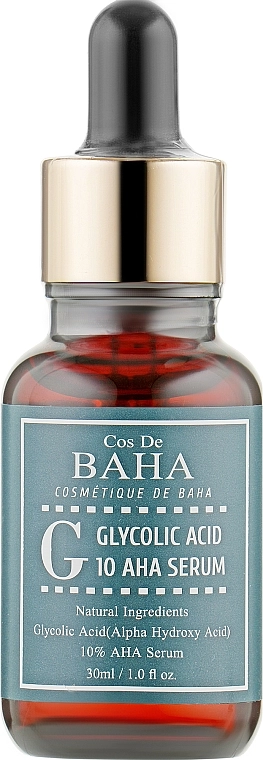 Гліколева сироватка для обличчя - Cos De Baha 10% Glycolic Serum Gel Peel AHA, 30 мл - фото N1