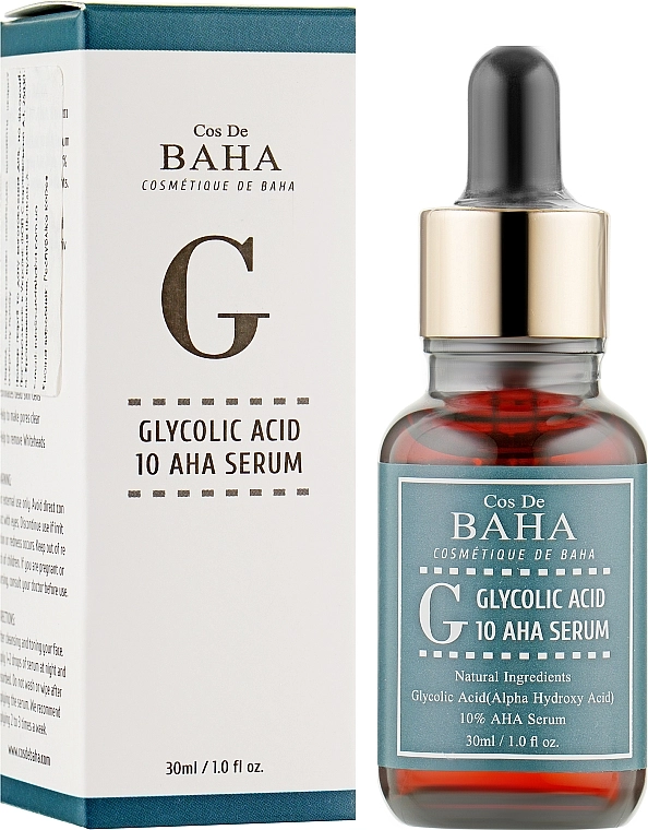 Гліколева сироватка для обличчя - Cos De Baha 10% Glycolic Serum Gel Peel AHA, 30 мл - фото N2