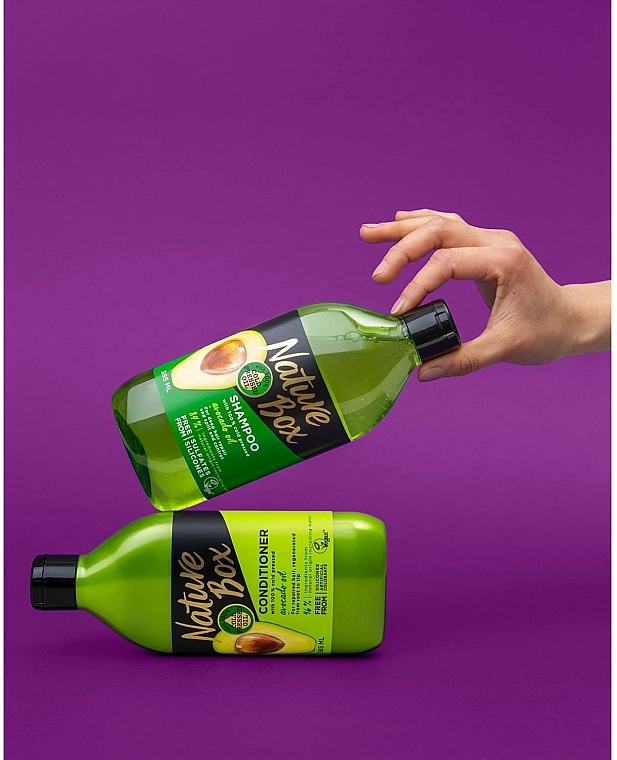 Шампунь для відновлення волосся і проти посічених кінчиків з маслом авокадо холодного віджиму - Nature Box Repair Vegan Shampoo with cold pressed Avocado oil, 385 мл - фото N4