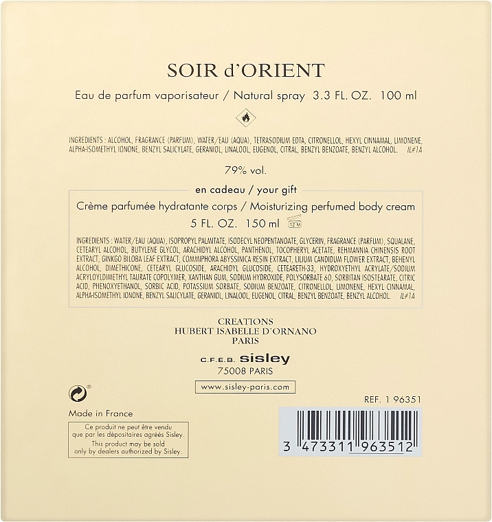 Набор - Sisley Soir d'Orient, Парфюмированная вода 100 мл + Парфюмированный крем для тела 150 мл - фото N3
