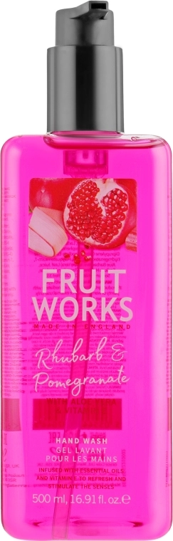 Мыло для рук жидкое "Ревень и гранат" - Grace Cole Fruit Works Hand Wash Rhubarb & Pomegranate, 500 мл - фото N1