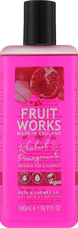 Гель для душа "Ревень и гранат" - Grace Cole Fruit Works Rhubarb & Pomegranate, 500 мл - фото N1