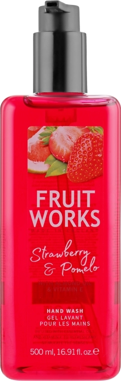 Мило для рук рідке "Полуниця та помело" - Grace Cole Fruit Works Hand Wash Strawberry & Pomelo, 500 мл - фото N1