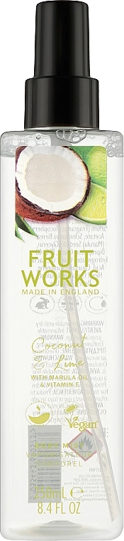 Спрей для тіла "Кокос та лайм" - Grace Cole Fruit Works Coconut & Lime Body Mist, 250 мл - фото N1