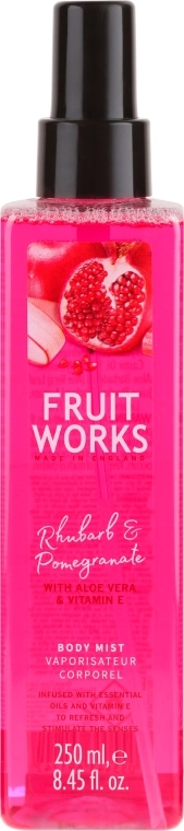 Спрей для тела "Ревень и гранат" - Grace Cole Fruit Works Rhubarb & Pomegranate Body Mist, 250 мл - фото N1