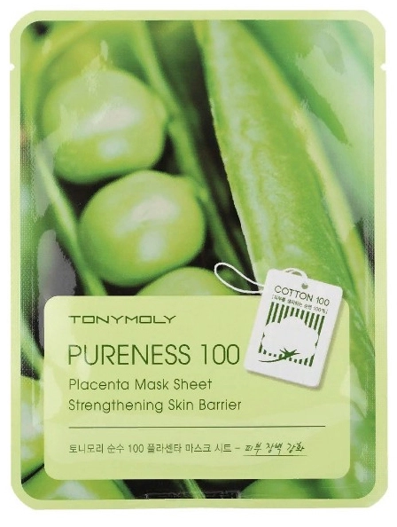 Тканевая маска для лица с экстрактом бобов - Tony Moly Pureness 100 Placenta Mask Sheet, 21 мл, 1 шт - фото N1