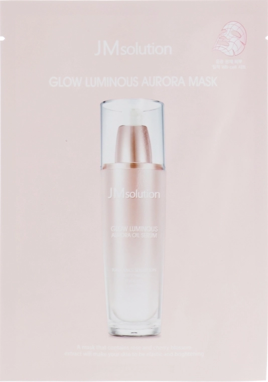 Тканевая маска для лица с жемчугом и розой - JMsolution Glow Luminous Aurora Mask, 30 мл, 1 шт - фото N1