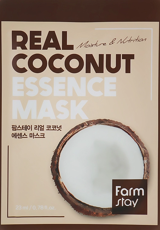 Тканевая маска для лица с экстрактом кокоса - FarmStay Real Coconut Essence Mask, 23 мл, 1 шт - фото N1