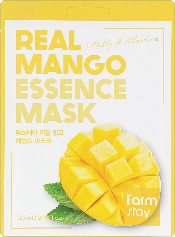 Тканинна маска для обличчя з манго екстрактом - FarmStay Real Mango Essence Mask, 23 мл, 1 шт - фото N1