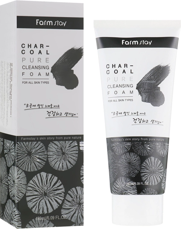 Очищуюча пінка з деревним вугіллям - FarmStay Charcoal Pure Cleansing Foam, 180 мл - фото N1