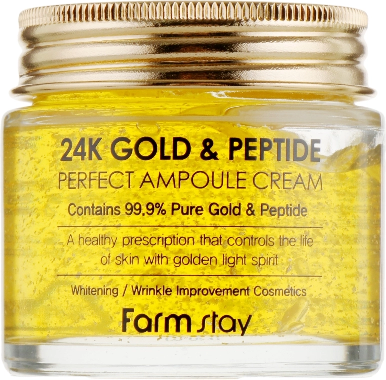 Ампульный крем с золотом и пептидами - FarmStay 24K Gold & Peptide Perfect Ampoule Cream, 80 мл - фото N2