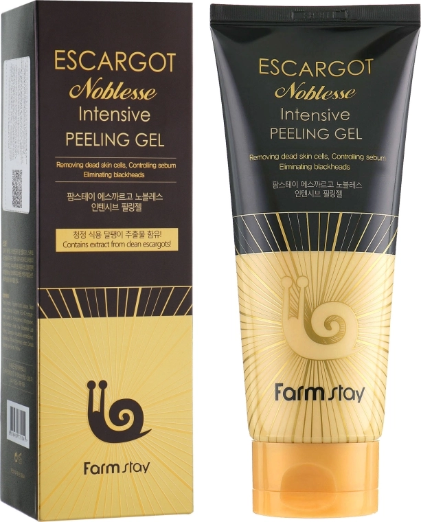 Пілінг-гель для обличчя з екстрактом королівського равлика - FarmStay Escargot Noblesse Intensive Peeling Gel, 180 мл - фото N1