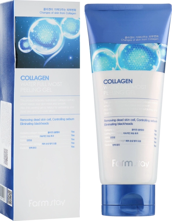 Отшелушивающий пилинг-гель для лица с коллагеном - FarmStay Collagen Water Full Moist Peeling Gel, 180 мл - фото N1