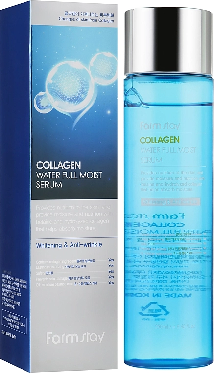 Зволожуюча сироватка для обличчя з колагеном - FarmStay Collagen Water Full Moist Serum, 250 мл - фото N1