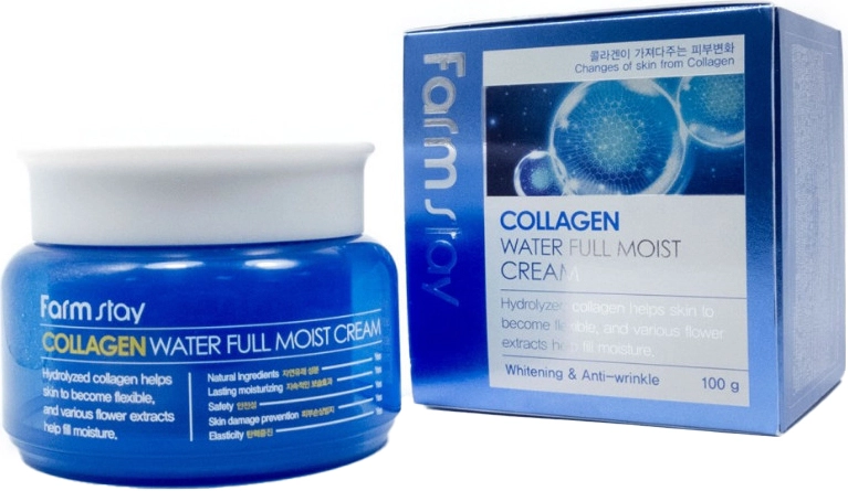 Зволожуючий крем для обличчя з гідролізованим колагеном - FarmStay Collagen Water Full Moist Cream, 100 г - фото N2
