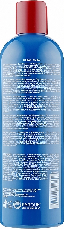 Чоловічий шампунь, кондиціонер та гель для душу - CHI MAN Hair&Body 3 в 1, 355 мл - фото N2