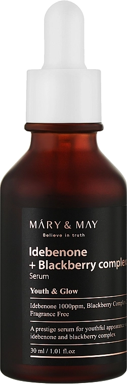 Сироватка антиоксидантна з ідебеноном та ожиновим комплексом - Mary & May Idebenone Blackberry Complex Serum, 30 мл - фото N1
