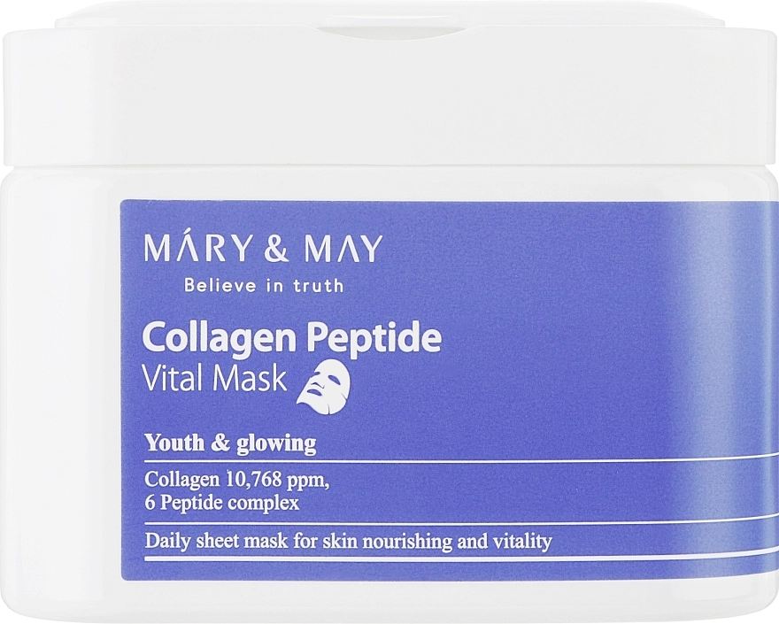 Тканинні маски з колагеном та пептидами - Mary & May Collagen Peptide Vital Mask, 30 шт - фото N1