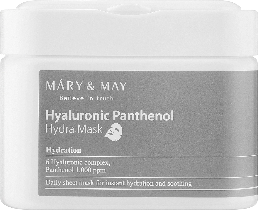 Тканевые маски с гиалуроновой кислотой и пантенолом - Mary & May Hyaluronic Panthenol Hydra Mask, 30 шт - фото N1