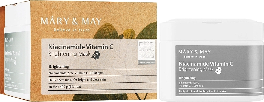 Освітлюючі тканинні маски з ніацинамідом і вітаміном С - Mary & May Niacinamide Vitamin C Brightening Mask, 30 шт - фото N2