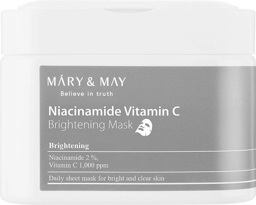 Освітлюючі тканинні маски з ніацинамідом і вітаміном С - Mary & May Niacinamide Vitamin C Brightening Mask, 30 шт - фото N1