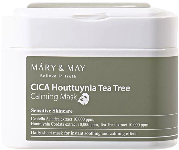 Тканевые маски с успокаивающим действием - Mary & May CICA Houttuynia Tea Tree Calming Mask, 30 шт - фото N1