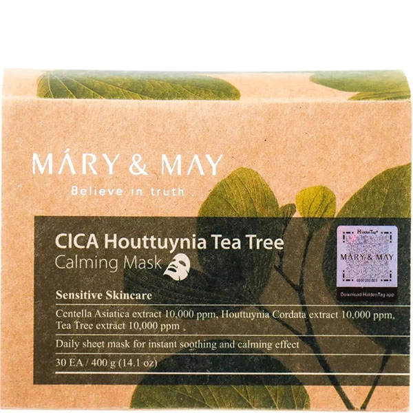 Тканинні маски із заспокійливою дією - Mary & May CICA Houttuynia Tea Tree Calming Mask, 30 шт - фото N5
