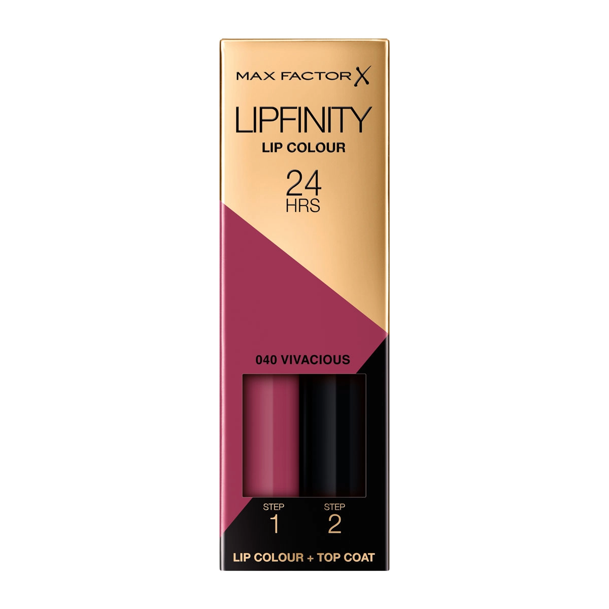 Стійка рідка помада та зволожуючий бальзам - Max Factor Lipfinity Lip Colour, 040 Vivacious, 2.3 мл + 1.9 мл - фото N2