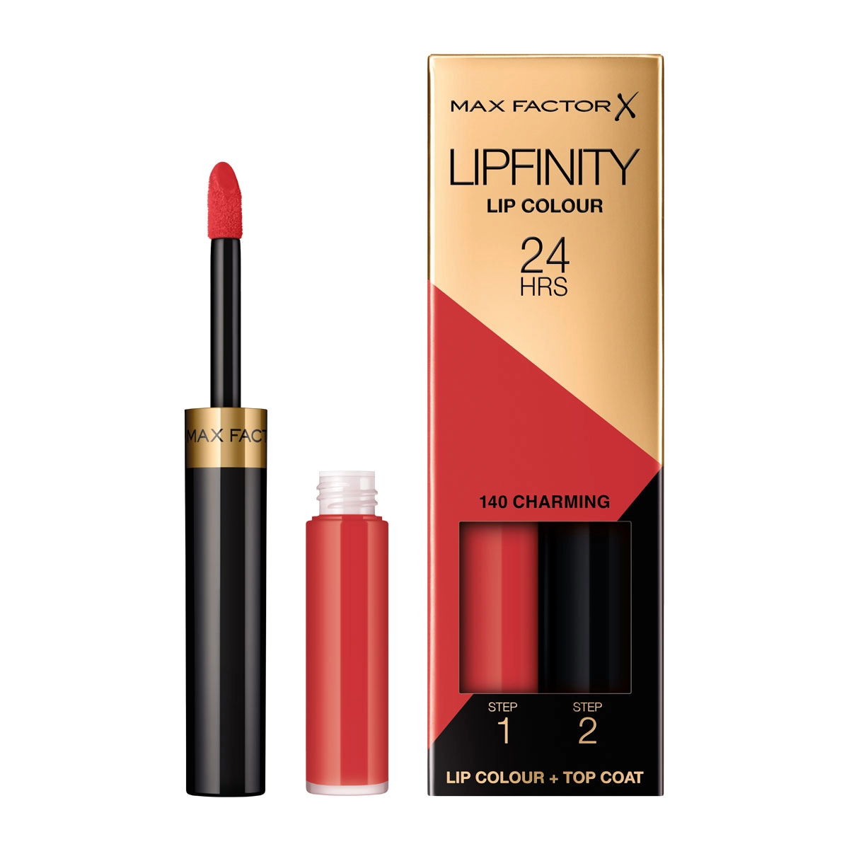 Стійка рідка помада та зволожуючий бальзам - Max Factor Lipfinity Lip Colour, 140 Charming, 2.3 мл + 1.9 мл - фото N1