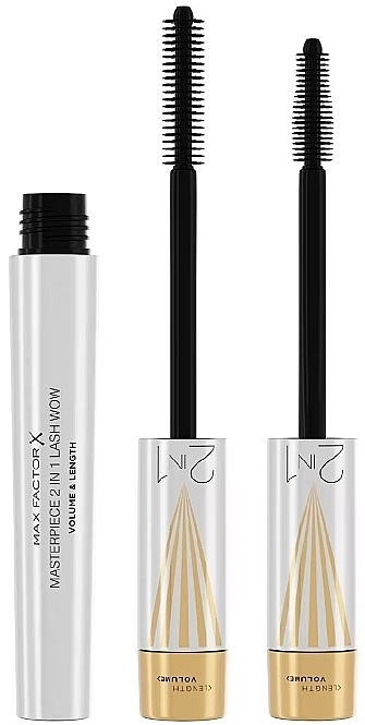 Туш для вій - Max Factor Masterpiece 2 In 1 Lash WOW Volume & Length Mascara, 7 мл - фото N1