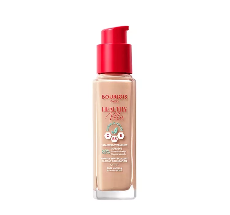 Увлажняющая тональная основа для лица - Bourjois Healthy Mix Clean & Vegan, 51.5C Rose Vanilla, 30 мл - фото N2