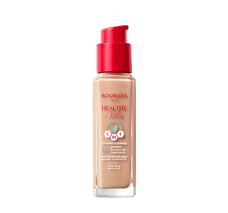 Увлажняющая тональная основа для лица - Bourjois Healthy Mix Clean & Vegan, 52.5C Rose Beige, 30 мл - фото N2