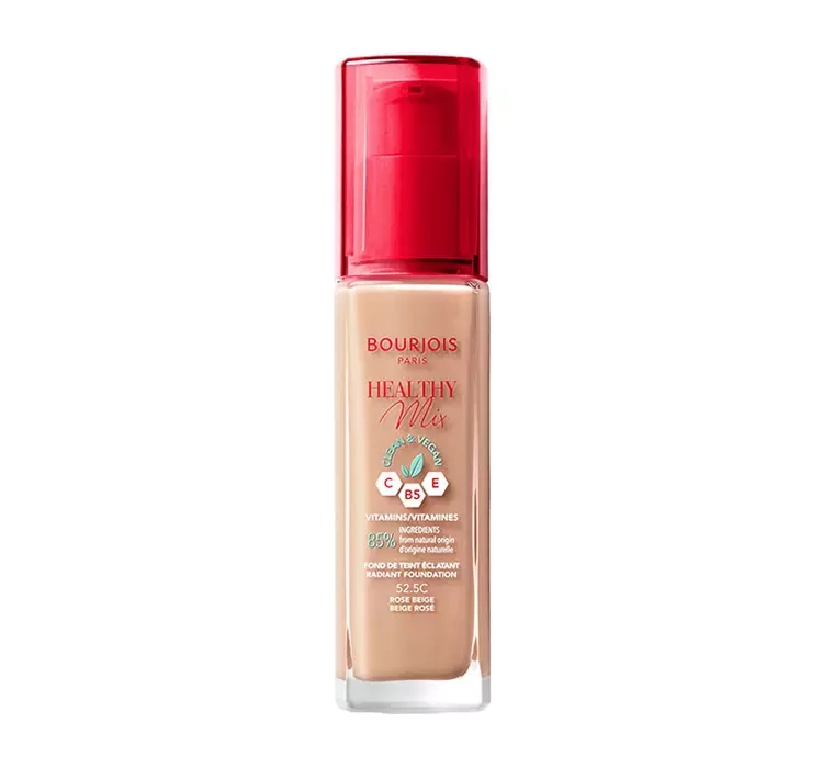 Увлажняющая тональная основа для лица - Bourjois Healthy Mix Clean & Vegan, 52.5C Rose Beige, 30 мл - фото N1