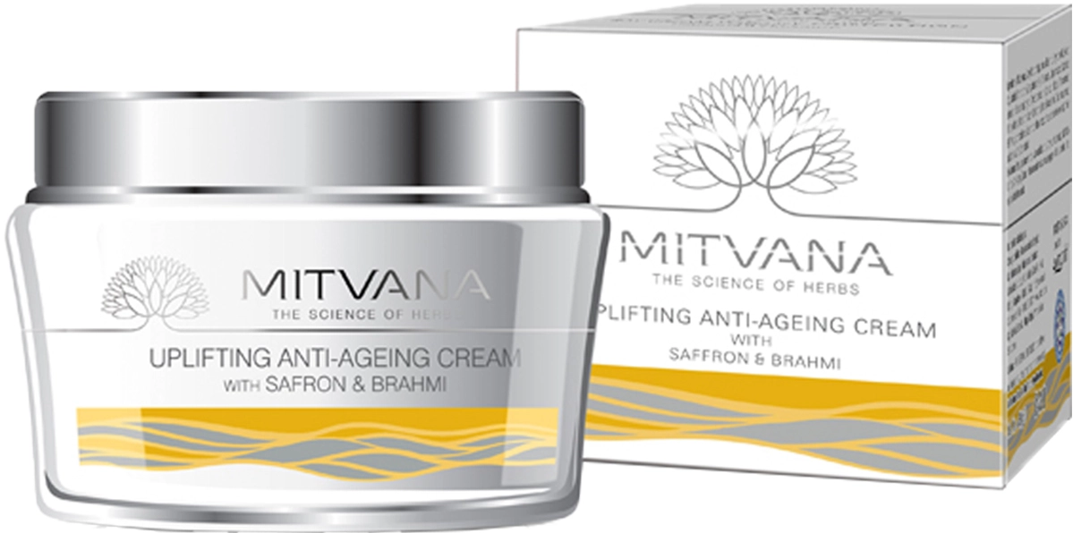 Крем для обличчя антивіковий з шафраном та брахмі. - Mitvana Uplifting Anti-Ageing Cream with Saffron & Brahmi, 50 мл - фото N1