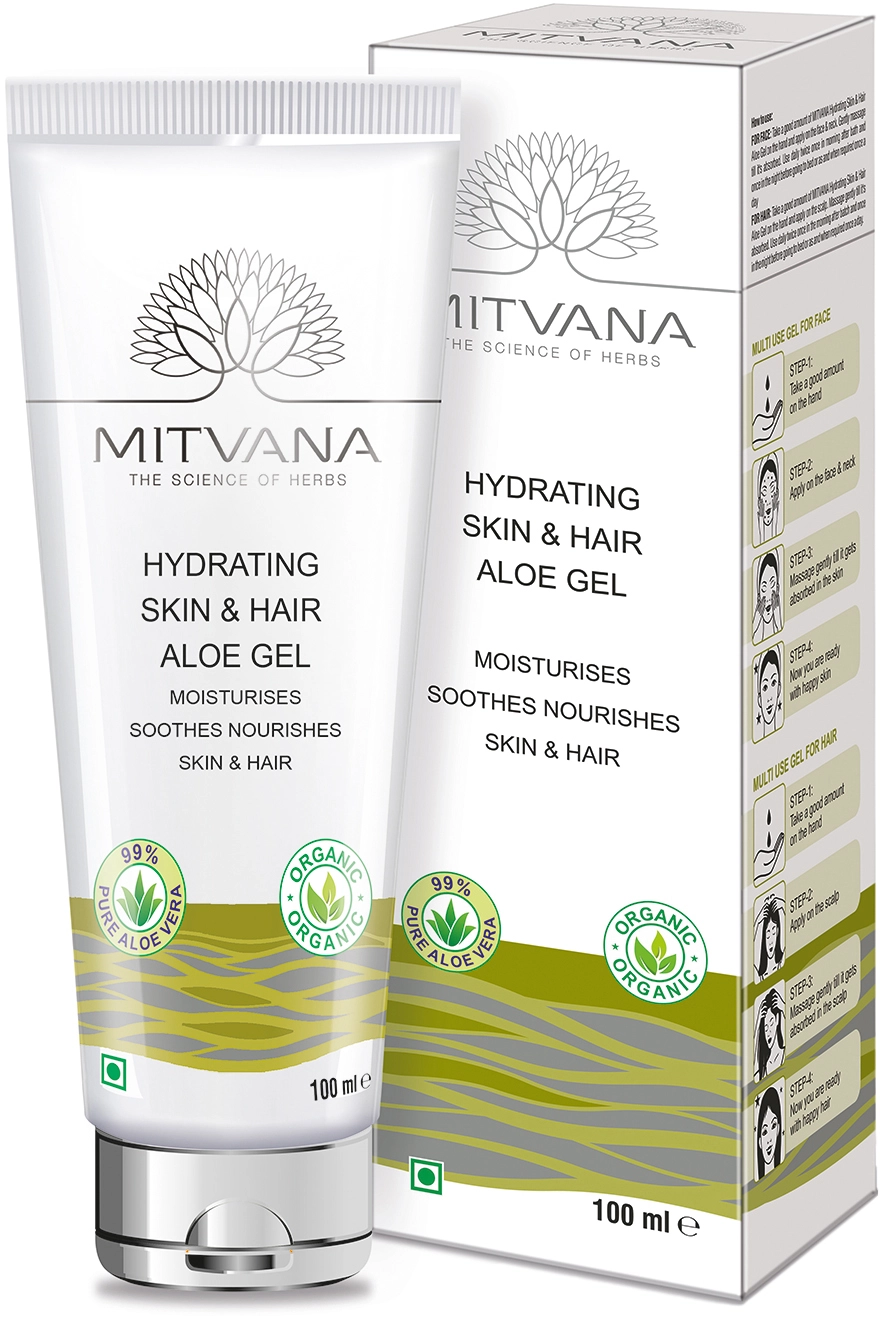 Зволожуючий гель алое для шкіри та волосся - Mitvana Hydrating Skin & Hair Aloe Gel, 100 мл - фото N2