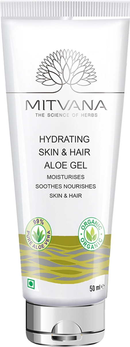 Зволожуючий гель алое для шкіри та волосся - Mitvana Hydrating Skin & Hair Aloe Gel, 50 мл - фото N1