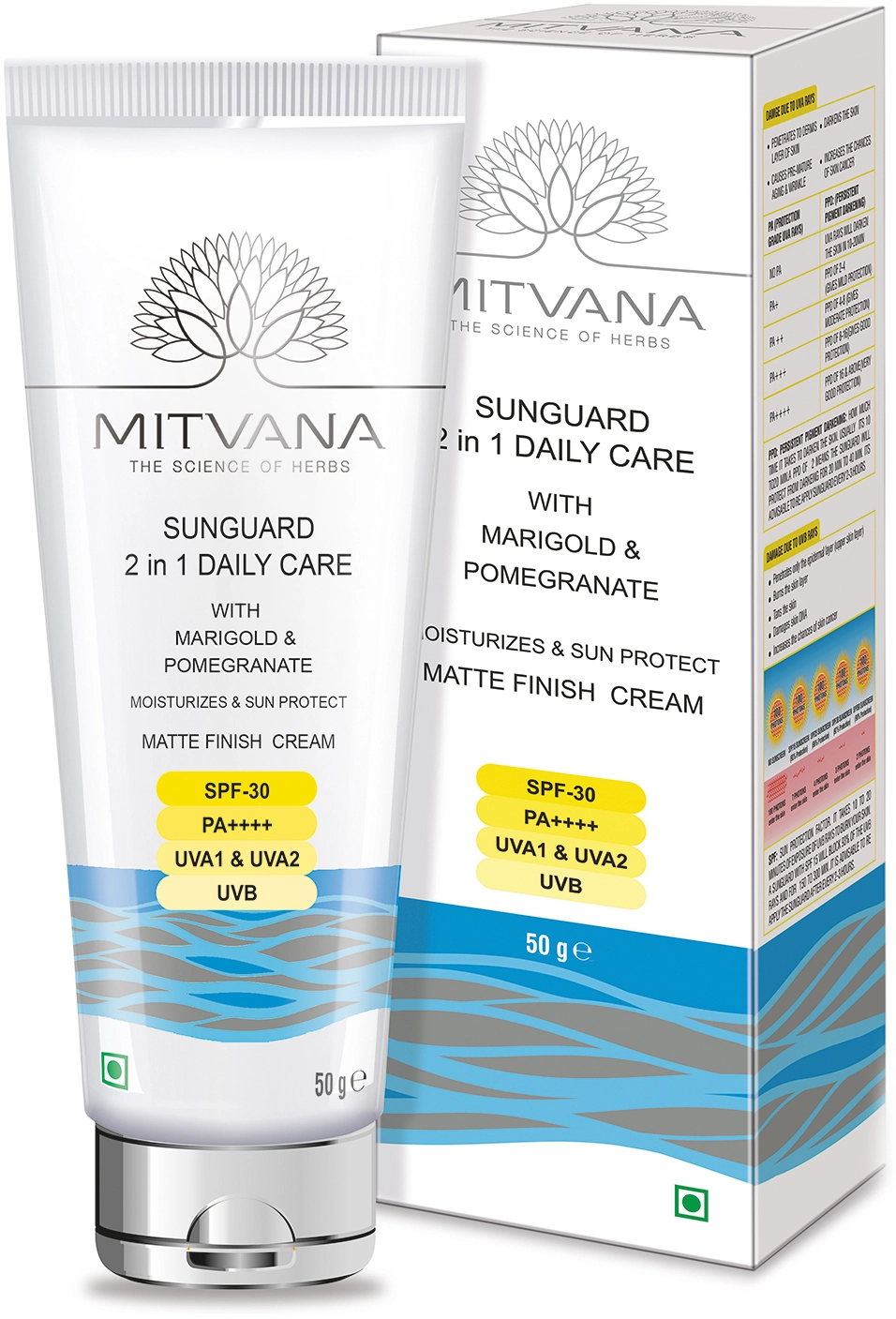 Сонцезахисний крем 2в1 для щоденного догляду - Mitvana Sunguard 2in1 Daily Care SPF 30 PA++++, 50 мл - фото N1