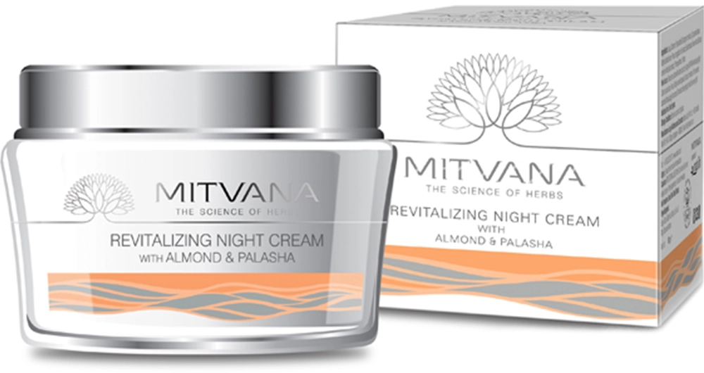 Нічний відновлюючий крем для обличчя з мигдалем - Mitvana Revitalizing Night Cream with Almond & Palasha, 50 мл - фото N1