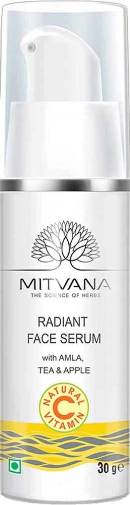 Освітлююча сироватка для обличчя з вітаміном С - Mitvana Radiant Face Serum with Amla, Tea & Apple, 30 мл - фото N1